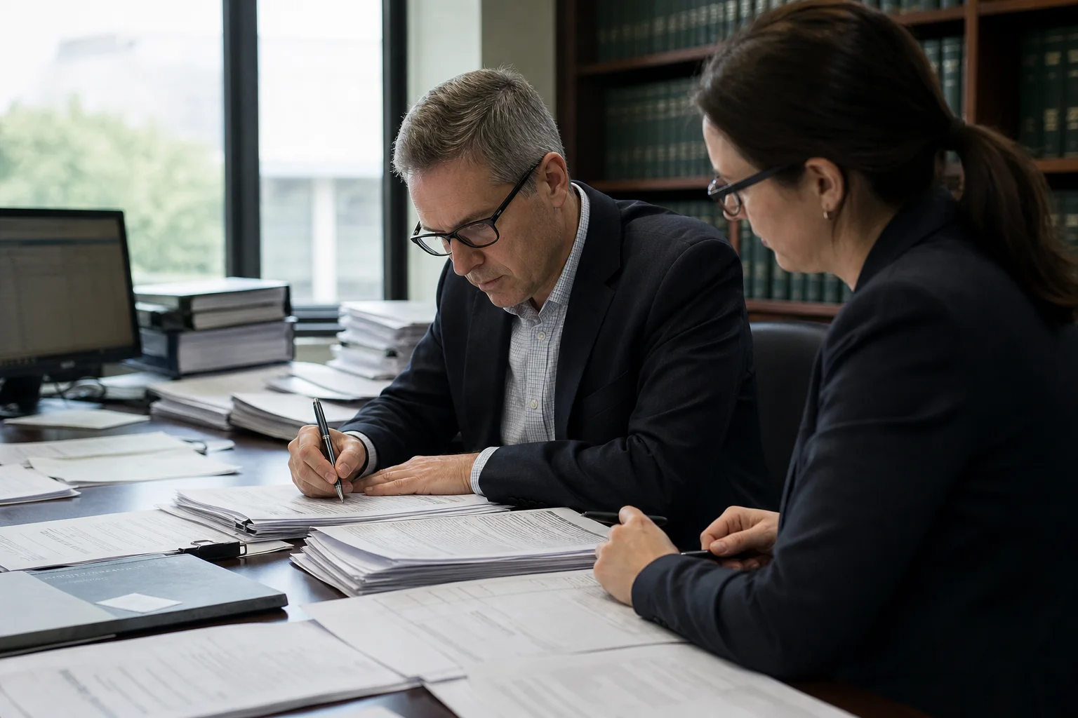 Independent customs professionals reviewing an organized evidence pack